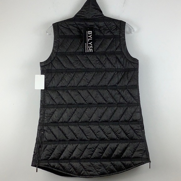 NWT BYLYSE Quilted Long Vest in Black - Picture 2 of 7